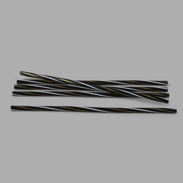 KOKTEIĻU SALMIŅI MELNI/BALTI TWISTED, L 25CM, ø8mm, NENOLOKĀMI (500 gab./iep.)