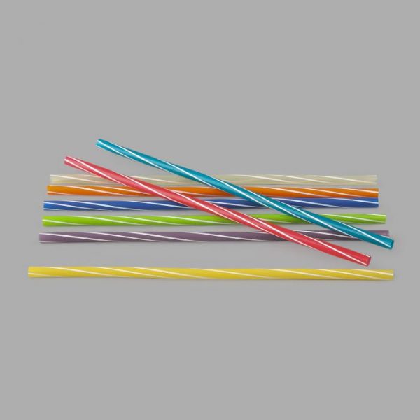 KOKTEIĻU SALMIŅI KRĀSAINI TWISTED, L 25CM, ø8mm, NENOLOKĀMI (500 gab./iep.)